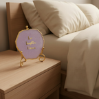 Agate love laughter forever Showpiece with Metal Stand - Purple