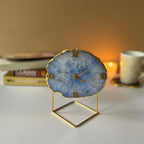 Blue Crystal Agate Desktop Clock with Metal  Stand