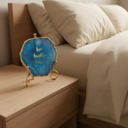 Agate love laughter forever Showpiece with Metal Stand - Blue