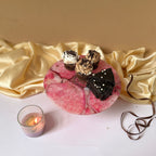 Pink Agate Cake Stand with Metal Base - 10 Inches