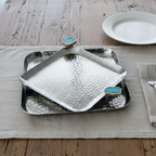 Square Aluminum Tray with Turquoise Agate