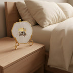 Agate Collect moments not things showpieces with Metal Stand - White