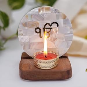 OM Tea Tea Light Holder Mother of Pearl with Wood
