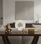 Marble Round Durga Maa Showpiece With Metal Stand