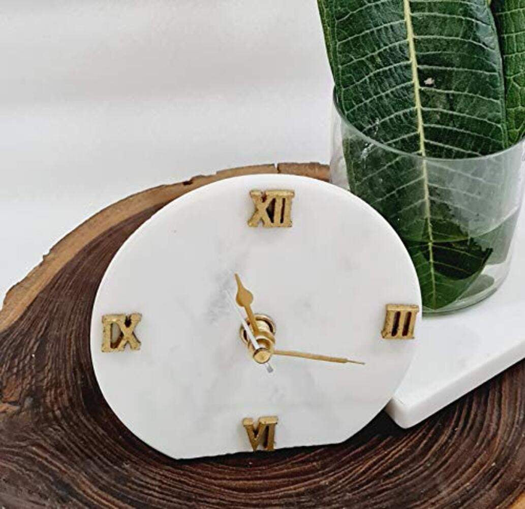 Round Marble Desktop Clock without Stand