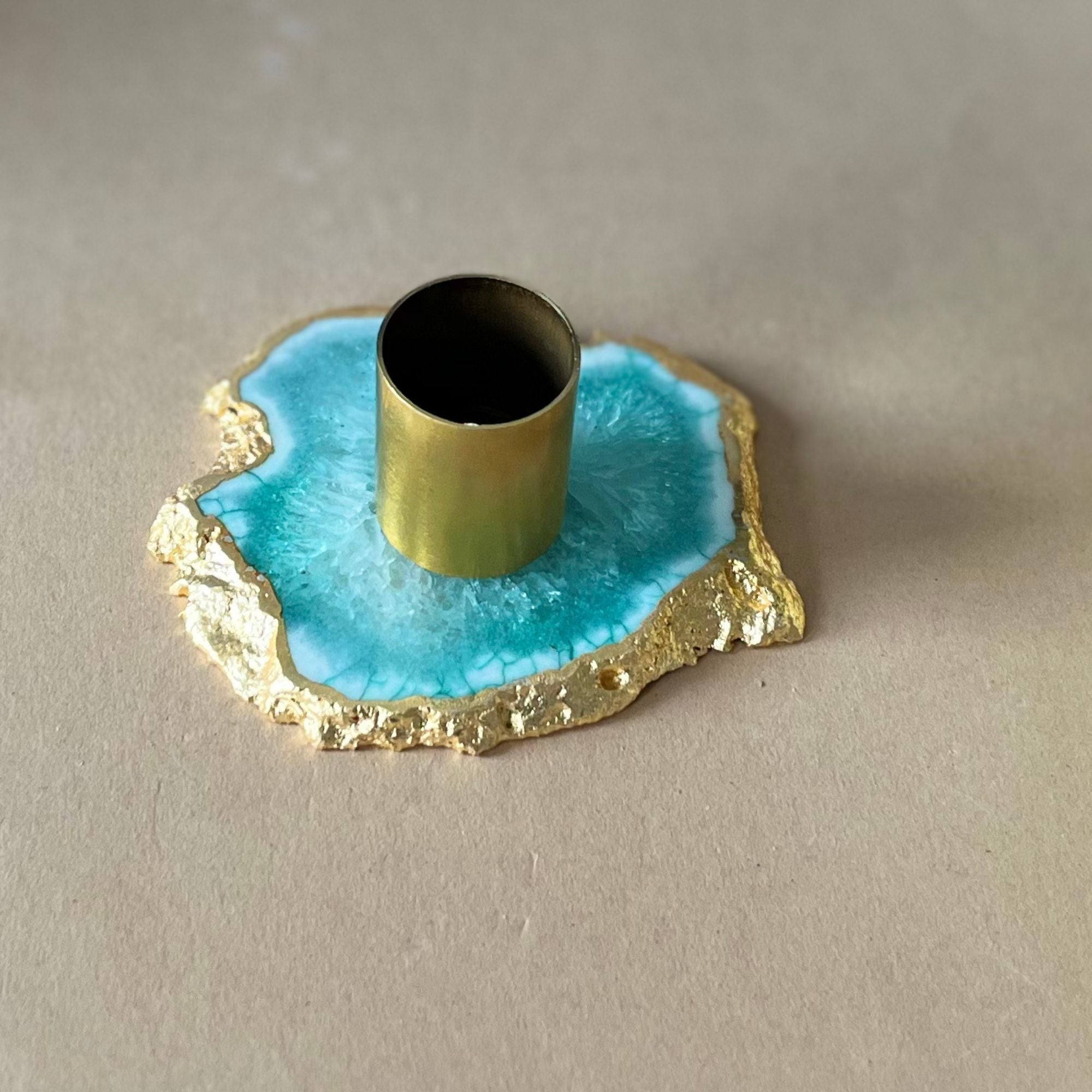 Natural Brown Agate Candle Holders