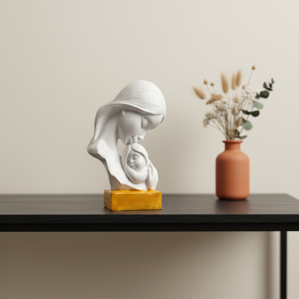Mother Baby Showpiece With Yellow Base