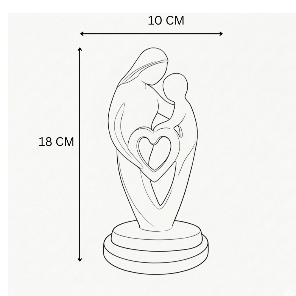 Mother baby red heart showpiece with green marble base