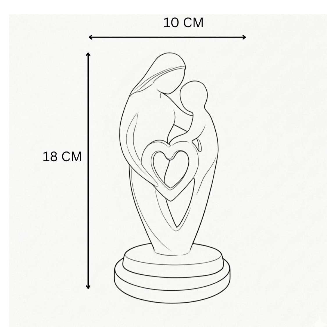Mother baby red heart showpiece with green marble base