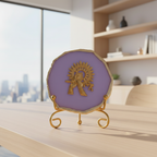 Agate Metal Krishna Showpiece with Metal Stand - Purple