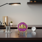 Agate Metal Venketeshwar Showpiece with Metal Stand - Pink
