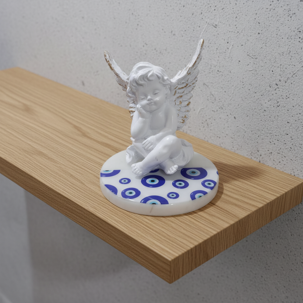 Baby angel with Evil Eye Marble Base