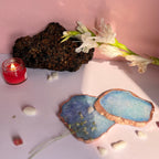 Brown  Crystal Agate Coaster With Rose Gold Plating