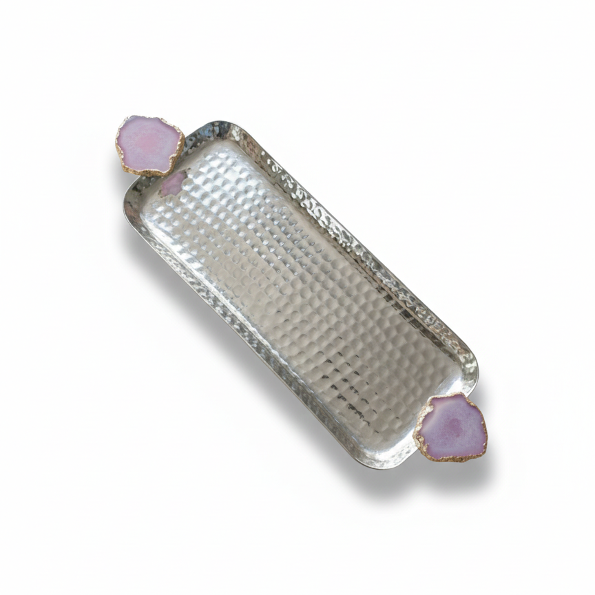 Rectangle Aluminum Tray with Purple Agate