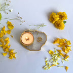Om Agate Tea Light Candle Holder, Diwali Decor