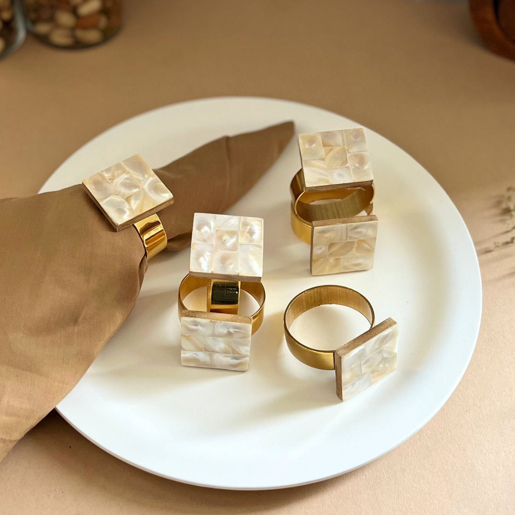 Heart Shape Mother of Pearl Napkin Rings set