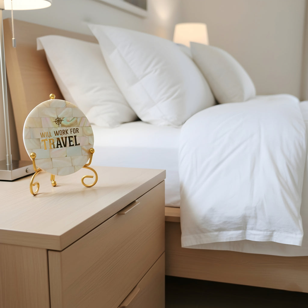 Mother of Pearl Will work for travel Showpiece With Metal Stand