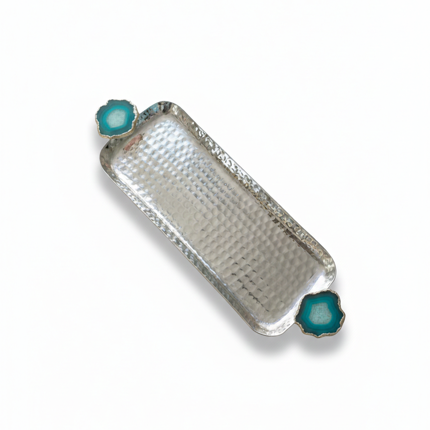 Rectangle Aluminum Tray with Green Agate