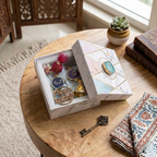 Agate Purple Lumba Rakhi Set With Roli Chawal and Nariyal With Gift Box