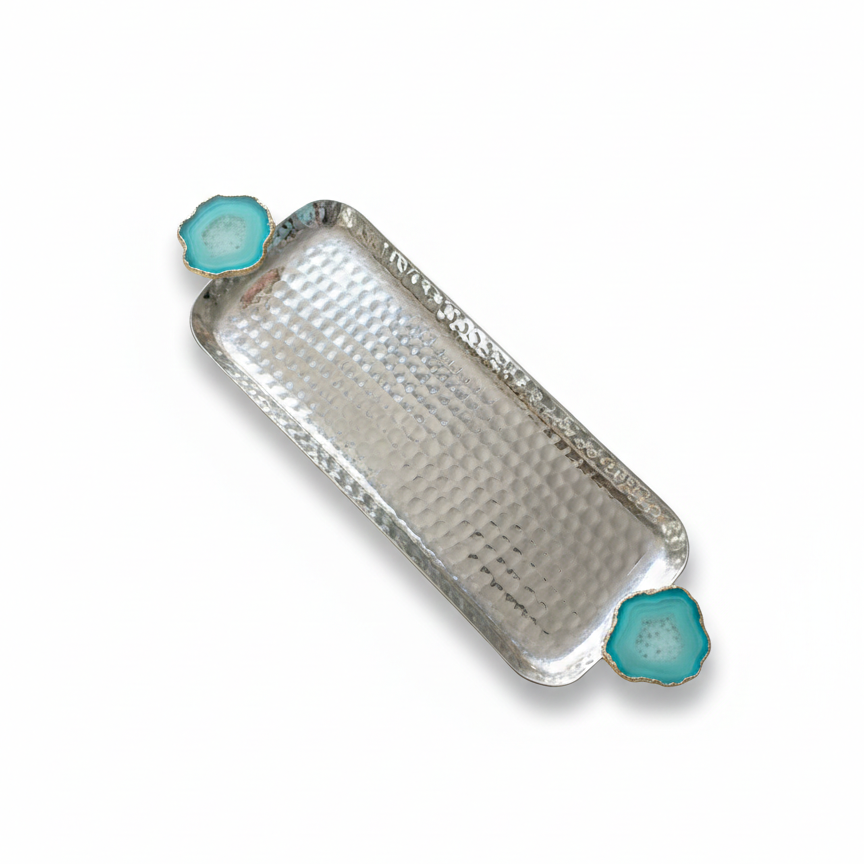 Rectangle Aluminum Tray with Turquoise Agate