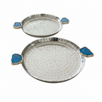 Round Aluminum Tray with Blue Agate