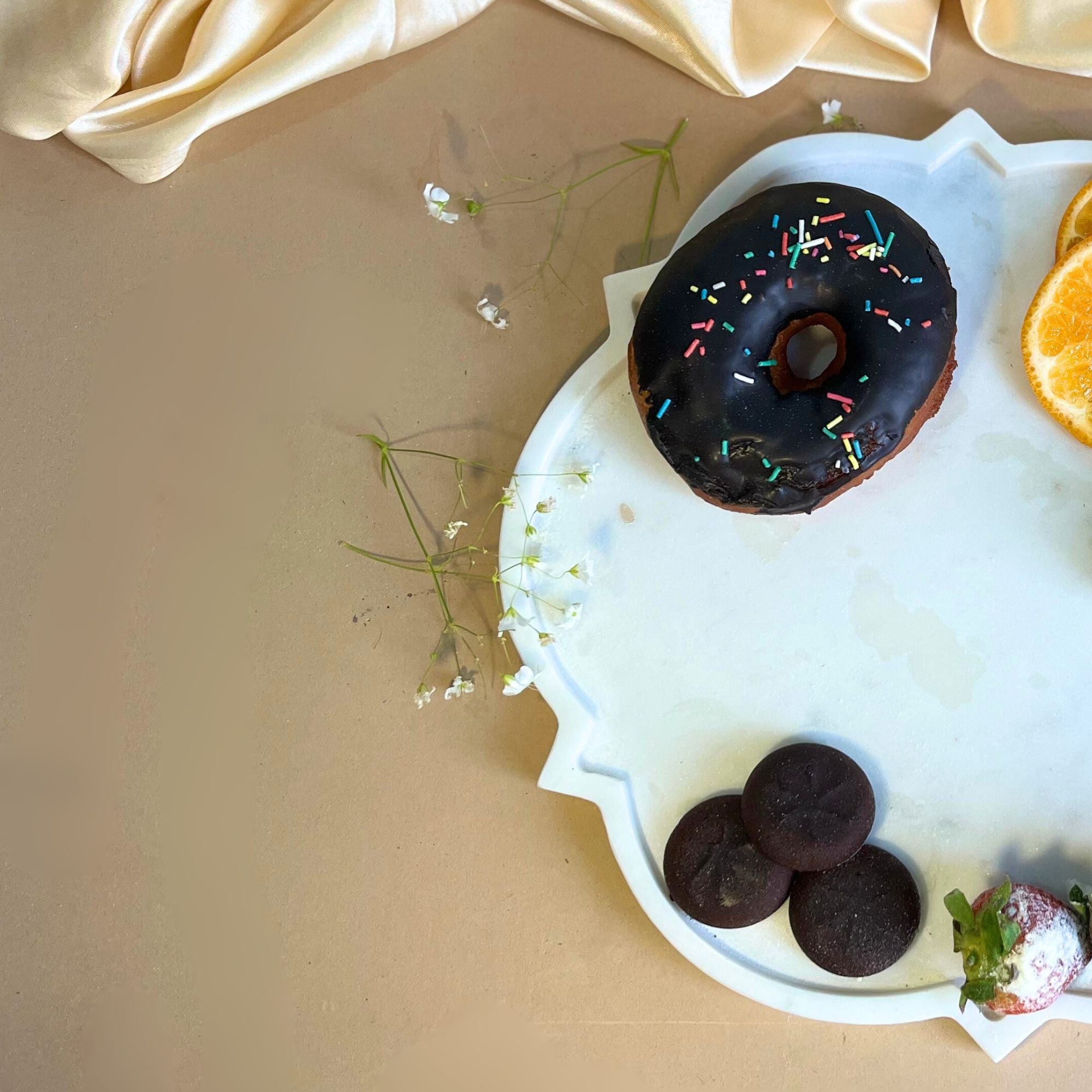 Floral  Marble Platter (8 inch)