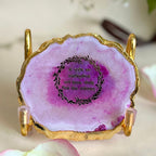 Gayatri Mantra with Pink Agate Metal Stand