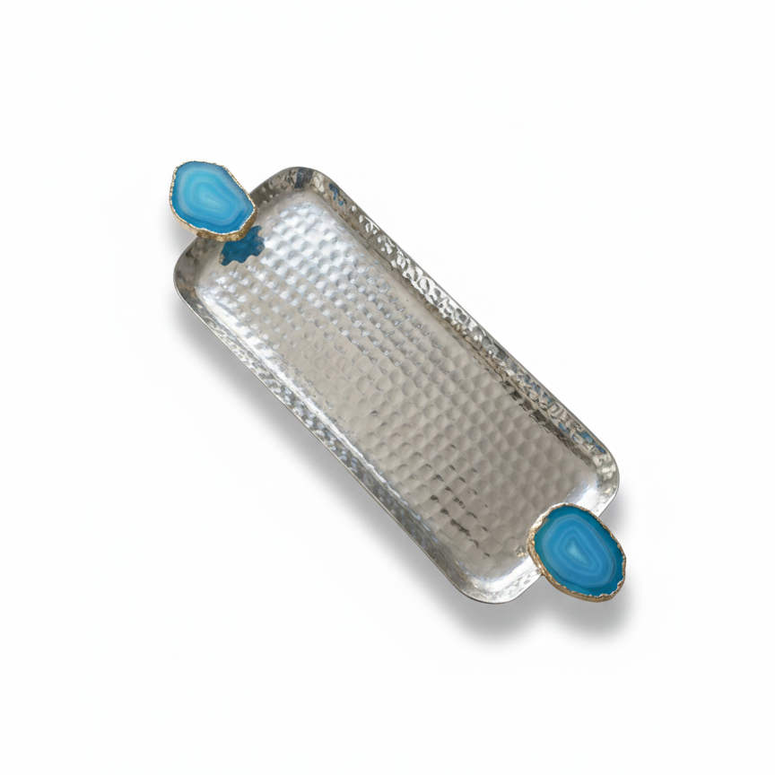 Rectangle Aluminum Tray with Blue Agate