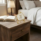 Agate Starting of Mool Mantra Showpiece with Metal Stand - White