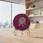 Agate Silver Metal Krishna Showpiece with Metal Stand - Pink