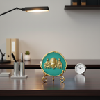 Agate Metal Venketeshwar Showpiece with Metal Stand - Turquoise