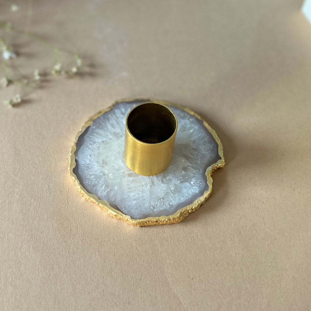 White Agate Candle Holders