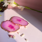 Purple  Crystal Agate Coaster With Rose Gold Plating