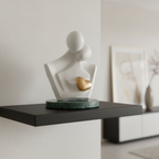 White Couple Showpiece Golden Heart With Green Marble Base