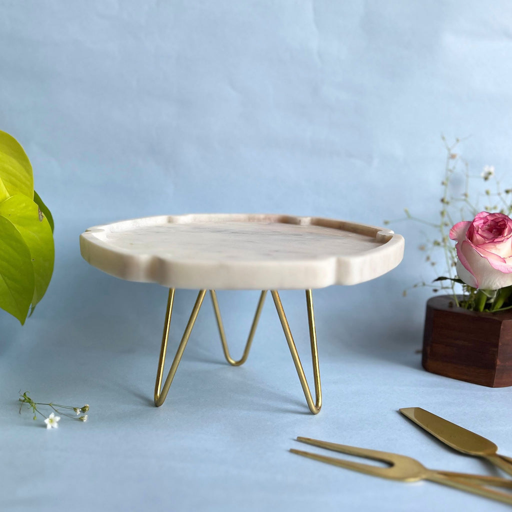 Hexagonal  shape Natural Marble Pastry Stand