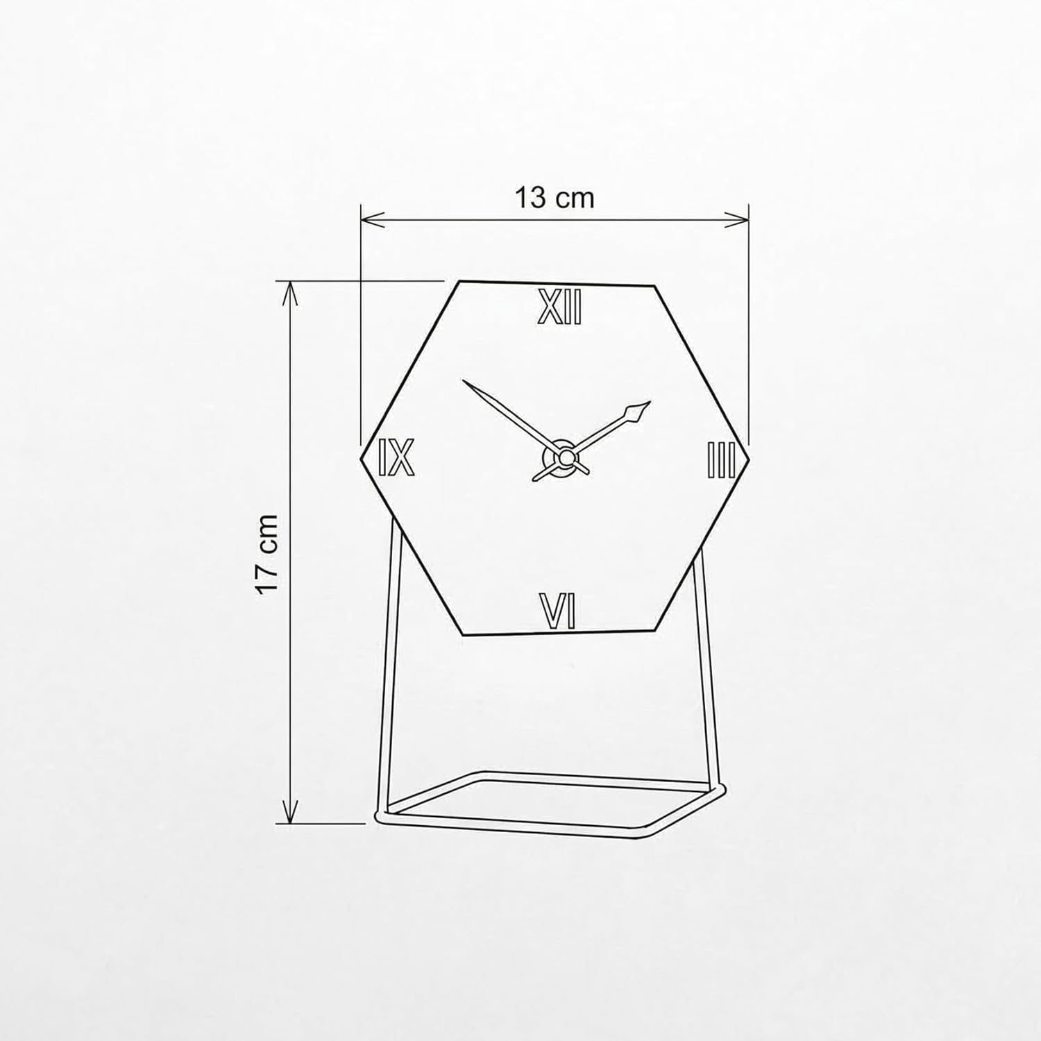 Green Marble Hexagonal Desk Clock With Metal Stand
