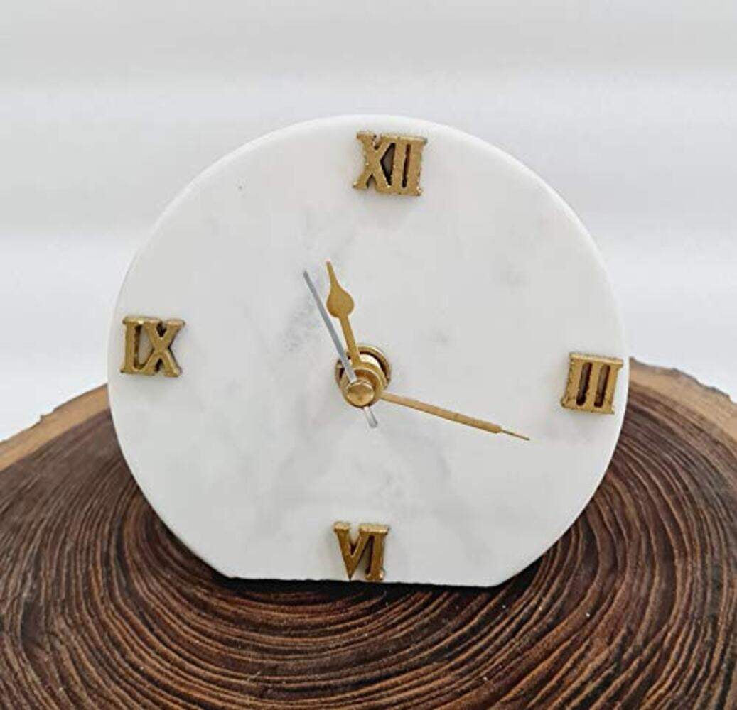 Round Marble Desktop Clock without Stand