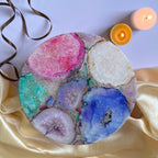 Multicolor Agate Cake Stand with Metal Base  - 10 Inches