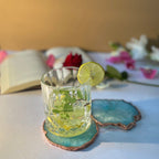Purple  Crystal Agate Coaster With Rose Gold Plating