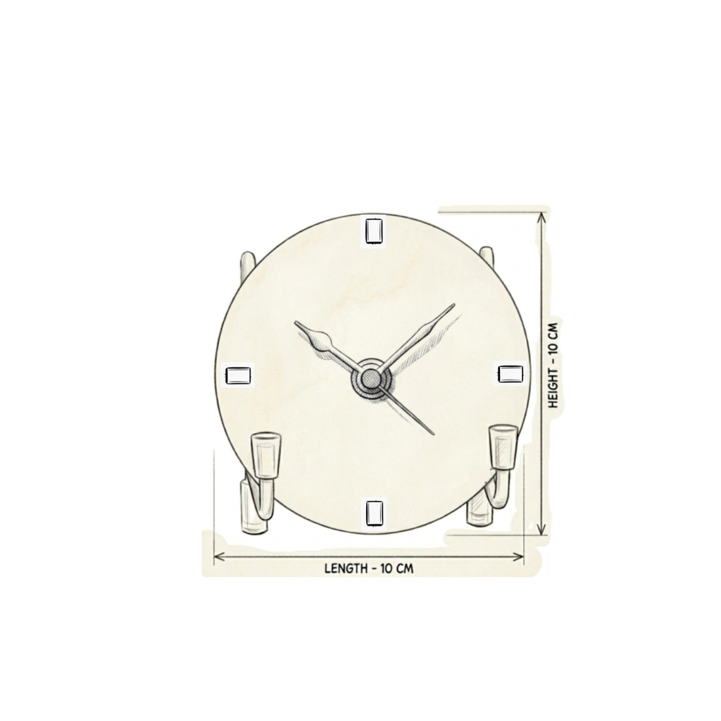 Half Marble Wood Desk Clock With Metal Stand