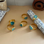 White Agate Napkin Rings Set