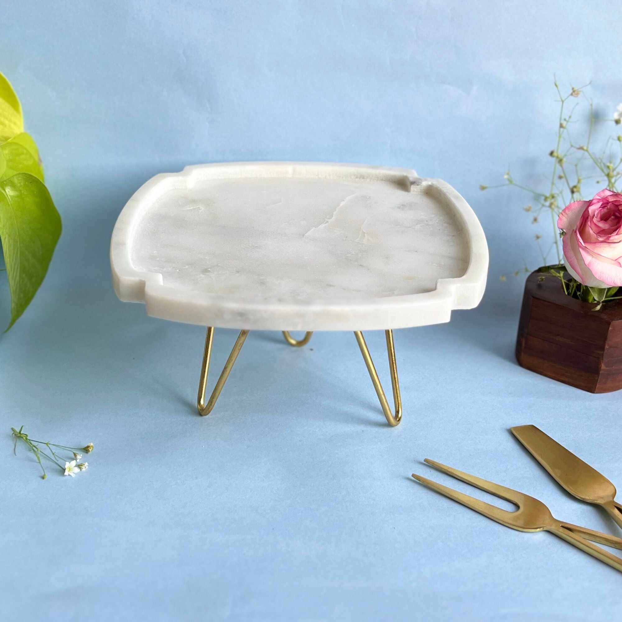 Cross shape Natural Marble Pastry Stand