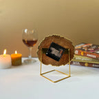 Brown Crystal Agate Desktop Clock with Metal Stand