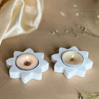Floral Design Marble tea light Holder Set of 2