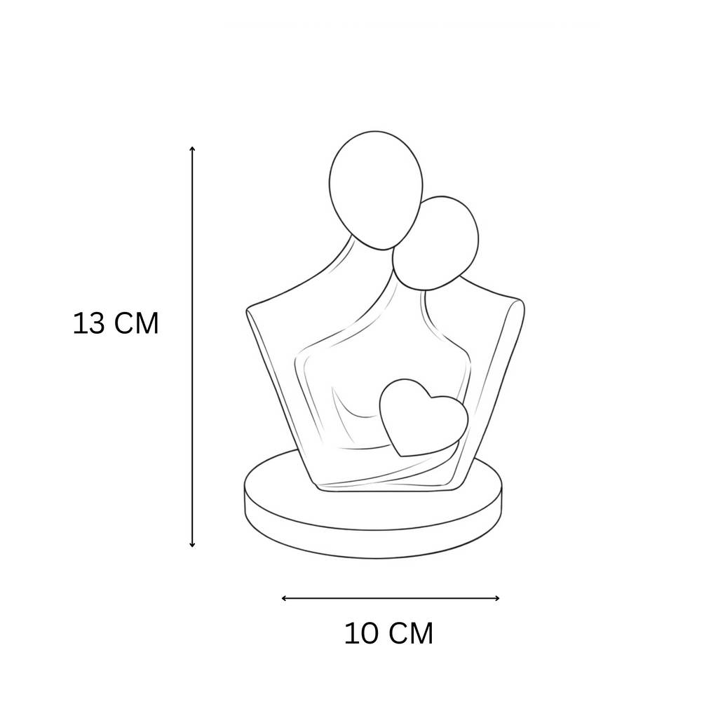 Black Couple Showpiece Gold Heart with White Marble Base