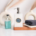 White Marble with Agate Soap Dispenser-Turquoise