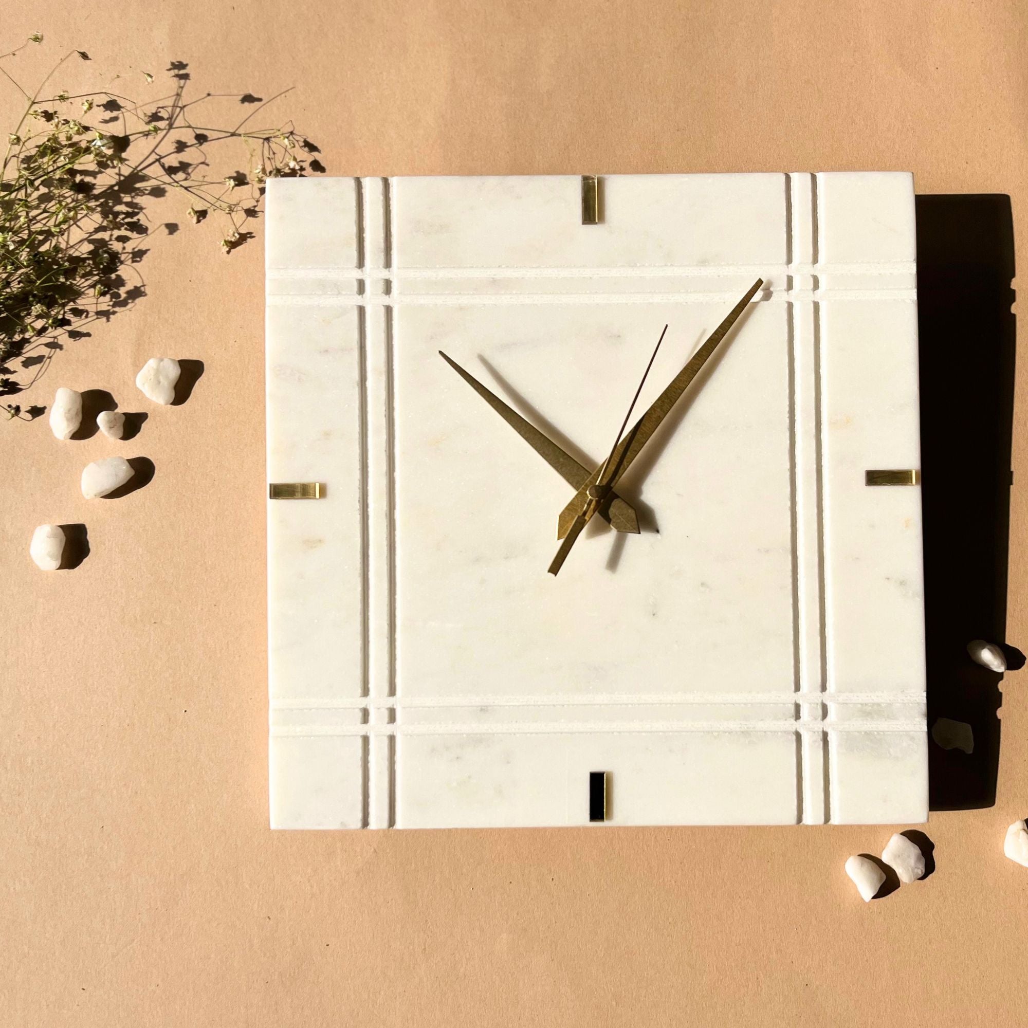 White Marble Rectangular Wall Clock