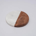 White Marble Wood Coaster