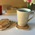 Brown  Crystal Agate Coaster With Silver Plating