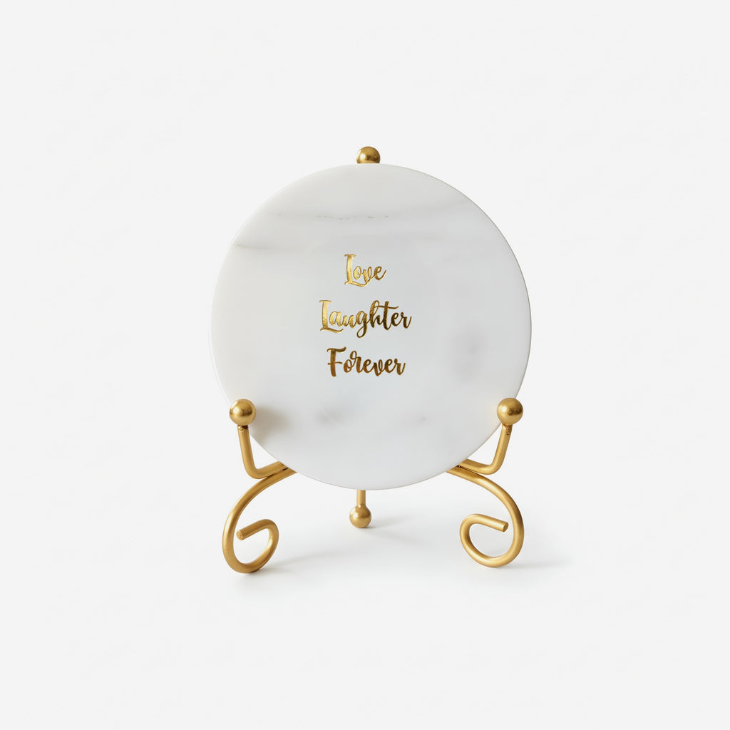 Marble Love Laughter Forever Showpiece With Metal Stand